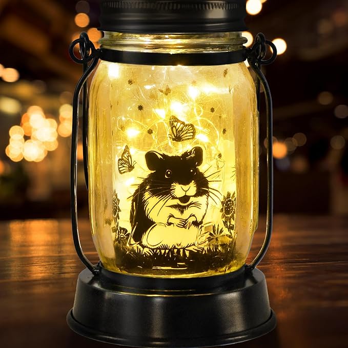kyoryuger Hamster Gifts for Women/Men Hamster Solar Lanterns Mom Birthday Present Lantern Pet Loss Pet Memorial Lights Solar Garden Decoration Outside for Yard, Patio,Backyard,Porch Torche - Bloomnest