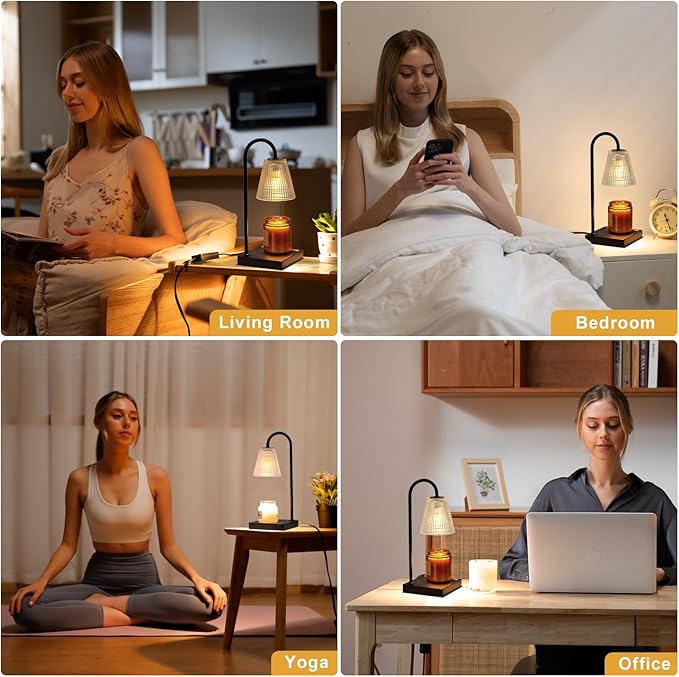 Black Candle Warmer Lamp with Timer-Electric Candle Lamp Warmer,Dimmable Candle Warmers for Jar Candles,New Mom Gifts & Birthday Gifts for Women - Bloomnest