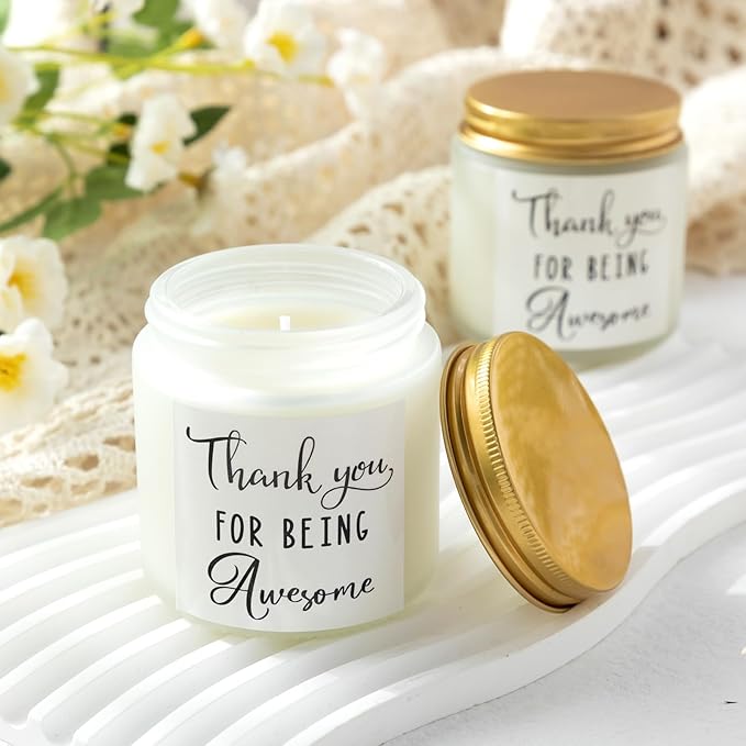 MTLEE 20 Pcs Thank You Gifts Candles 3.5 oz Employee Appreciation Inspirational Scented Soy Wax Candle Thank You Gift Christmas Gifts for Coworker Women Volunteer Teacher(Thank You,White) - Bloomnest