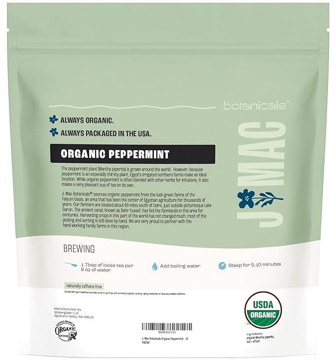 J Mac Botanicals Organic Peppermint Leaf Tea - Bloomnest