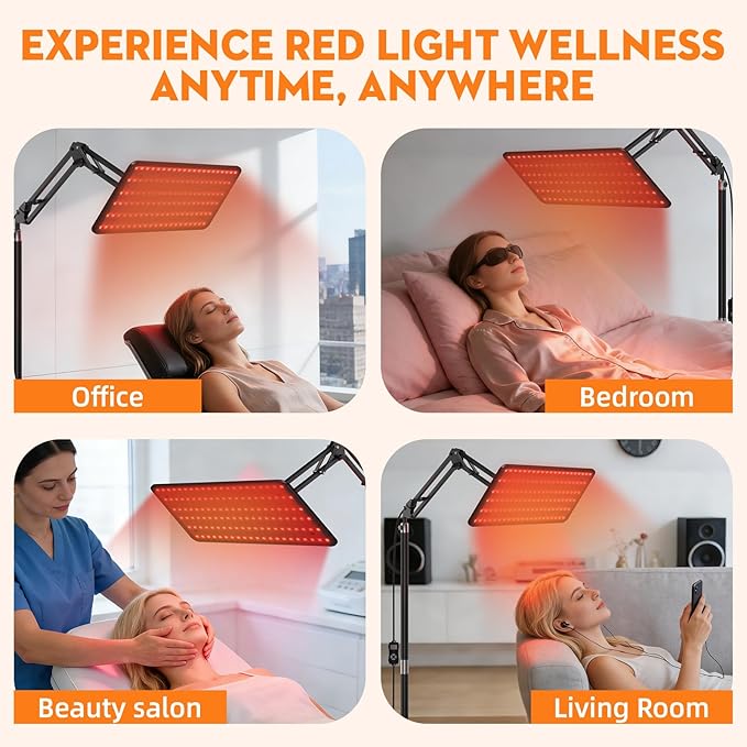 Red Light Therapy for Face and Body, 3-Wavelength (660nm Red, 850nm, 940nm Infrared) LED Infrared Light Therapy Lamp with Adjustable Stand, Protective Glasses for Home Use, Gift for Women Girls
