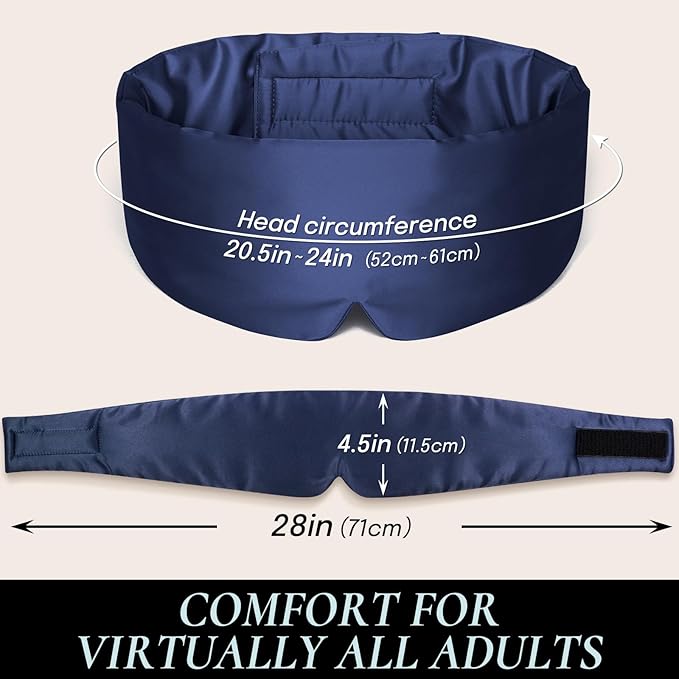 Zenssia Satin Sleep Mask for Women and Men, Lightweight Padded Eye Mask with Adjustable Strap, Comfort Blackout for Travel and Nap - Navy Blue - Bloomnest