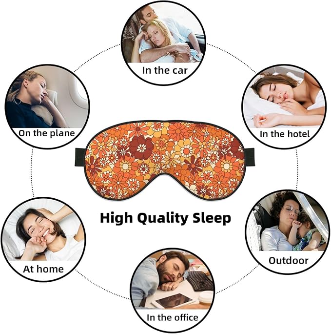 Sleep Eye Mask Vintage Boho Floral Hippie Flower Sleep Mask for Women Men Comfortable Eye Mask with Adjustable Strap Soft Eye Cover Blindfold for Travel Yoga Nap Shift Work - Bloomnest