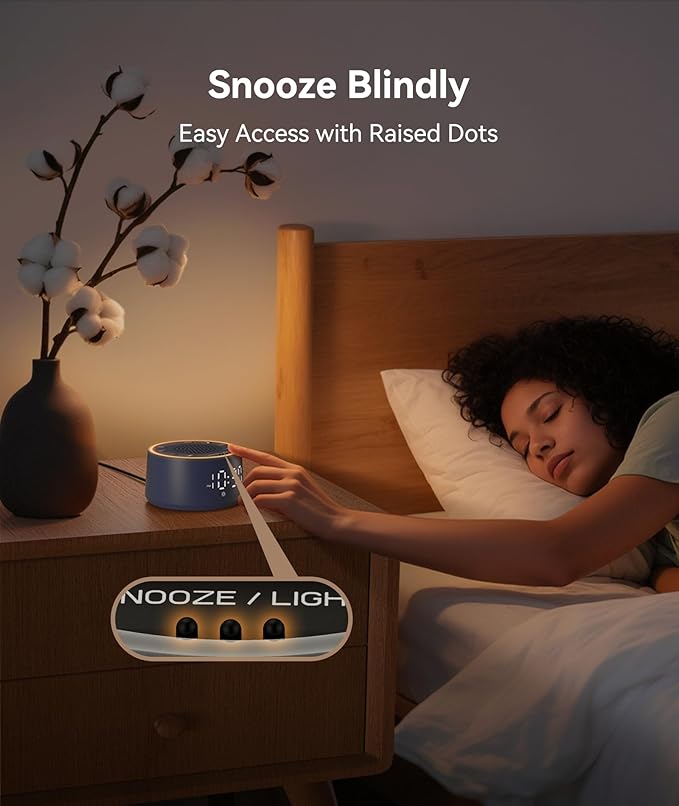 Dreamegg Sound Machine & Alarm Clock - White Noise Machine with 7 Wake-Up Sounds, 0-100% Dimmable, Night Light, Sound Machine for Sleeping, Office, Home, Travel Essentials Gift, Navy - Bloomnest