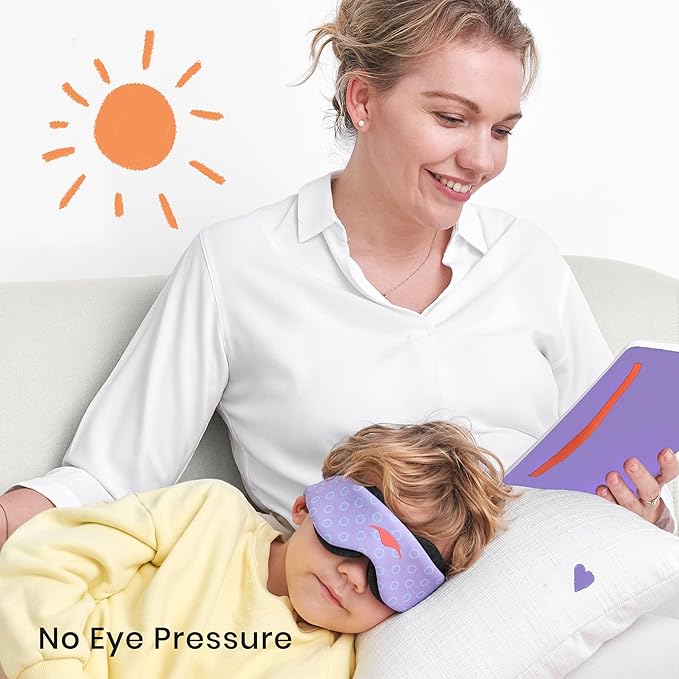 Manta Kids Sleep Mask - Comfy & Cute Blackout Sleeping Mask with Adjustable Eye Cups, Soft & Breathable Machine Washable Kids Eye Mask for Girls, Boys, Toddler Aged 6+ (Periwinkle) - Bloomnest