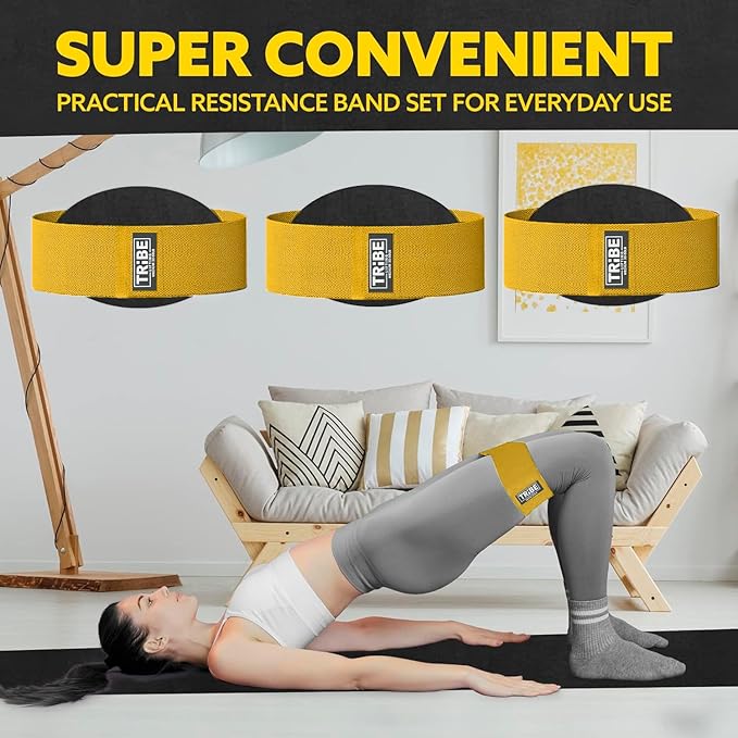 Tribe Lifting Fabric Resistance Bands for Legs - Workout Bands Resistance Bands for Men and Women - Booty Bands for Working Out - Exercise Bands Resistance Bands Set - Elastic Bands for Exercise - Bloomnest