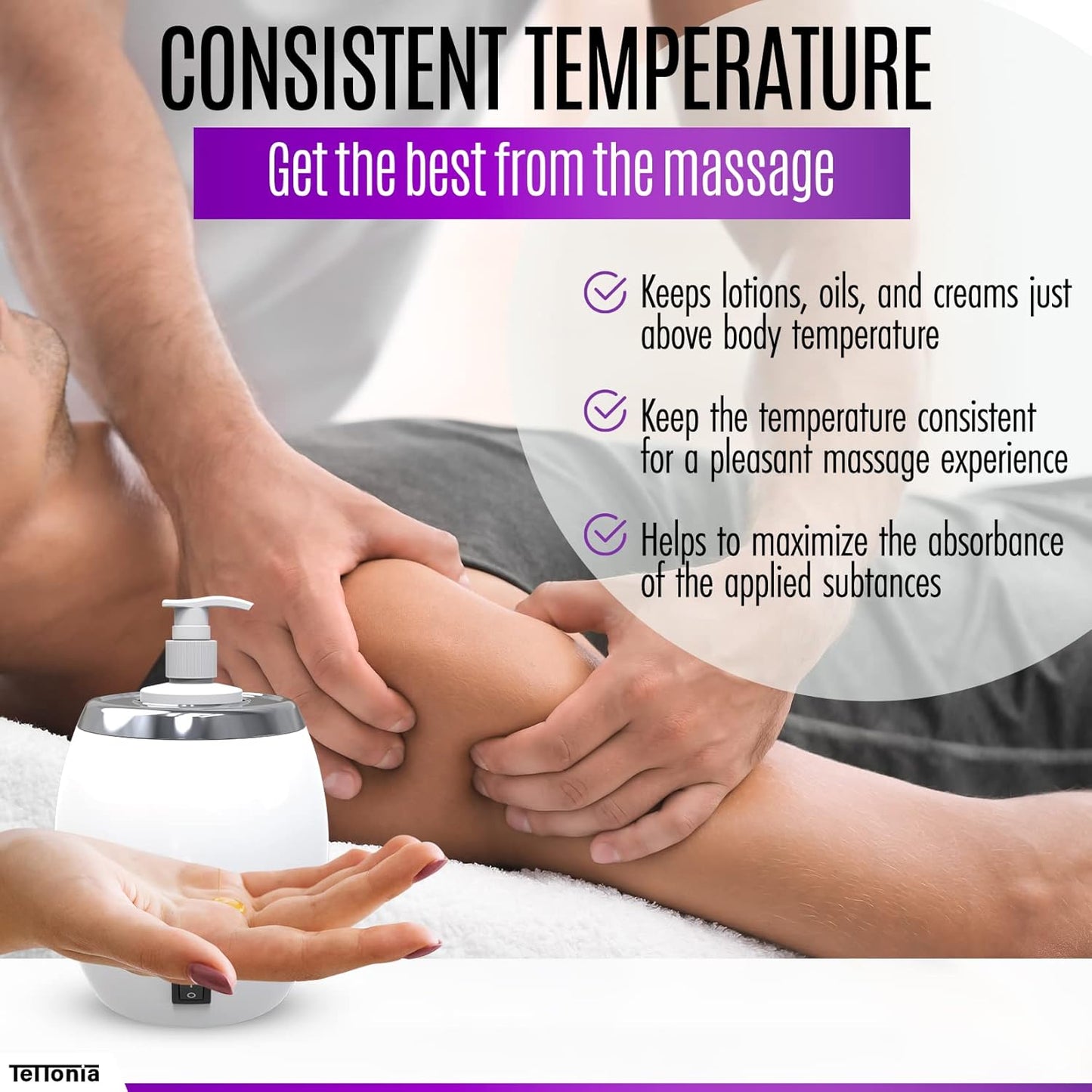 Massage Oil/Lotion Bottle Warmer - Auto-Temperature (White Pearl)