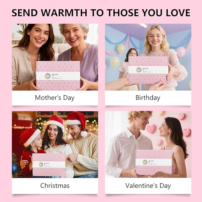 Rose 23 Pcs Facial Skin Care Set, Luxury Bath and Body Gifts for Women, Spa & Self-Care Gifts, Sheet Mask, Eye Mask, Gua Sha, Cream, Face Oil, Birthday, Christmas, Valentines, Mother Day, Girlfriend