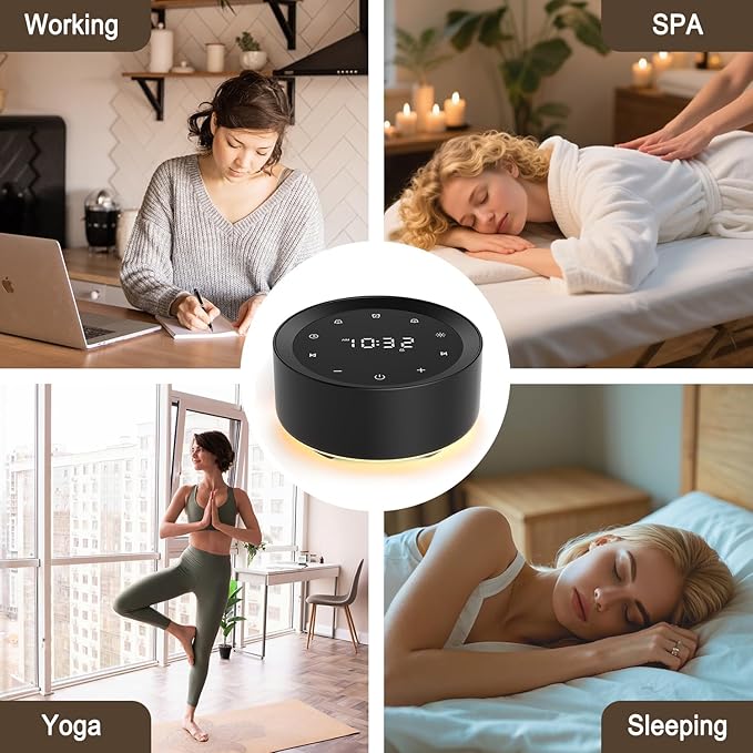 White Noise Sound Machine Alarm Clock 7 Colors Night Light Sound Machine for Adult/Baby 20 Soothing Sounds 31 Level Volume 6 Level Screen Brightness 5 Timer Set Memory Function Touch Control - Bloomnest
