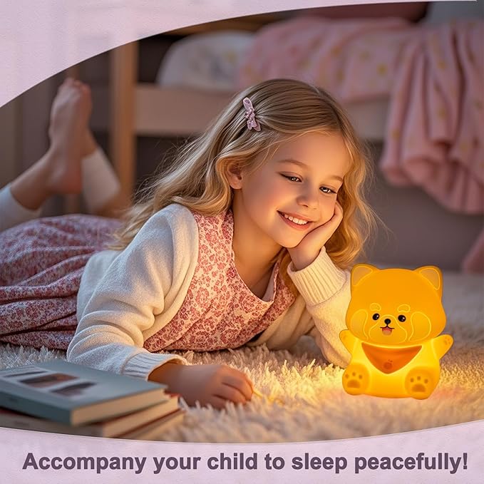 Red Panda Night Light with Squishy Soft Silicone, RGB Flashing Color, Dimmable Rechargeable Portable Touch Red Panda Gifts Decor for Girls Boys - Bloomnest