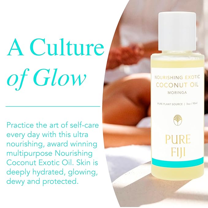 PURE FIJI Travel Size Nourishing Exotic Coconut Oil, Moringa (3oz/90ml) - Bloomnest