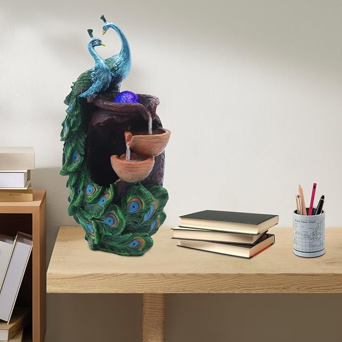 21Inch Art Decorative Animal Statue Bonsai Waterfall Fountain Humidifier with LED Lights, Water Fountains for Living Room, Bedroom, Study, Office, Meditation Room, Yoga Room, Hotel and Library - Bloomnest