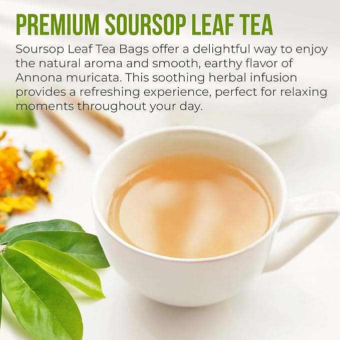 FreshDrinkUS, Premium Soursop Graviola Leaf Tea | 45 Tea Bags form Powder, 100% Natural and Pure, Handmade, Made With Natural Materials-Corn Fiber Tea Bag, Sugar/Caffeine Free, Hoja Guanabana Tea - Bloomnest