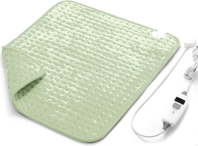 Electric Heating Pad for Back Pain Relief & Cramps - 6 Heat Settings,Auto Shut Off,Moist Heat Options,Portable Heated Pads for Neck/Shoulder Machine Washable for Men Women,Sage Green,20"x24" - Bloomnest
