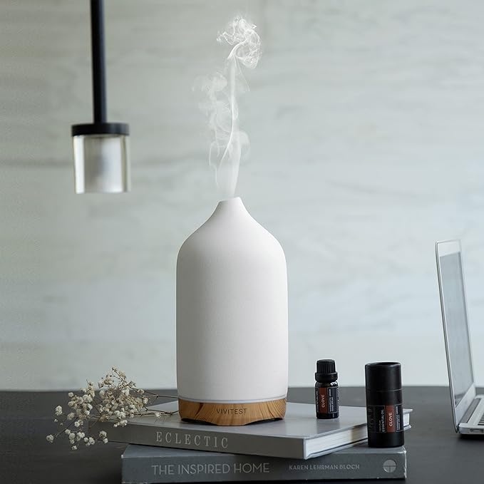 VIVITEST Aromatherapy Diffuser,250ML Ceramic Ultrasonic Essential Oil Diffuser for Aromatherapy (250ML) - Bloomnest