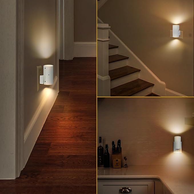 Night Light, Led Night Lights Plug into Wall, Sensor Dusk to Dawn, 0-100 LM Dimmable Night Lights, 3000K Soft White for Bathroom Bedroom Kitchen Toilet Hallway Stairway, 2 Pack - Bloomnest