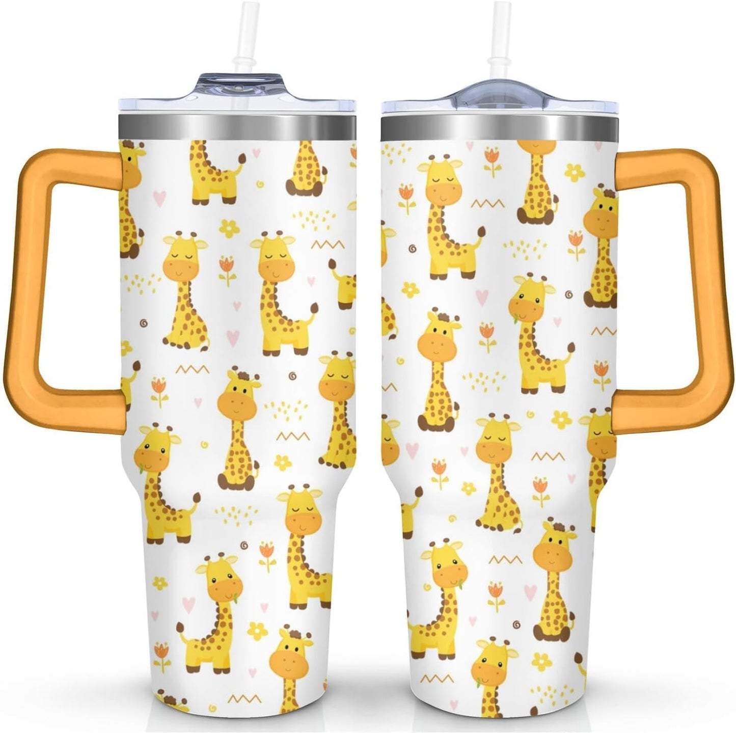 40 oz Giraffe Tumbler with lid and Straw Stainless Steel Cup Coffee Travel Mug,Giraffe Stuff Decor Accessories