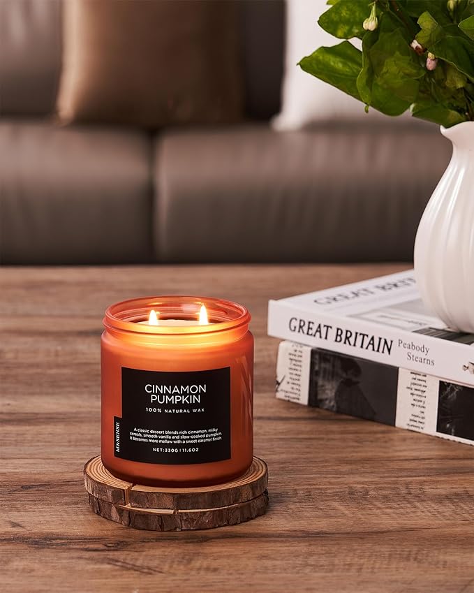 M&SENSE Cinnamon Pumpkin Fall Scented Candles for Home, 11.6oz Soy Natural Candles 70 Hours Long Lasting Slow Burning Autumn Candle Gifts for Thanksgiving - Bloomnest