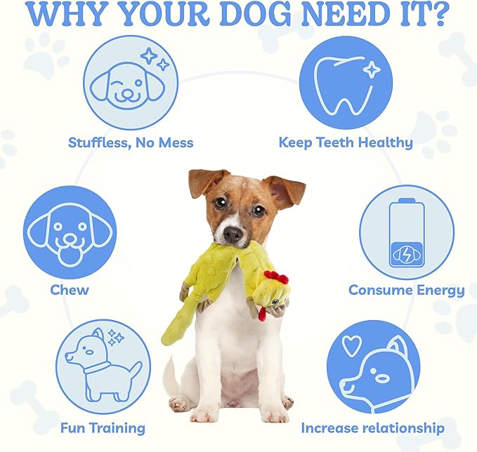 SHARLOVY Dog Squeaky Toys Pack, Bubble Plush Puppy Teething Pet Toys, Crinkle No Stuffing Animals Dog Toy, Doggies Chew for Large Small Medium Breeds - Bloomnest