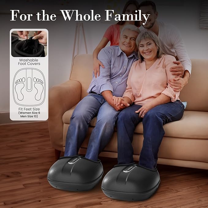 Foot Massager with Heat, Shiatsu Feet Massager with Remote Control, Vibration & Compression for Neuropathy, Plantar Fasciitis, Deep Kneading Foot Massager, Size 13 - Bloomnest