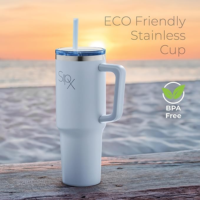 SIPX™ Insulated Tumbler With Lid And Straw, 30oz. Tumbler With Handle Keeps Cold 12 Hours, Water Bottle Thermos With Lid, BPA-Free Reusable Insulated Coffee Tumblers, Travel Mug Great For Beach Party - Bloomnest