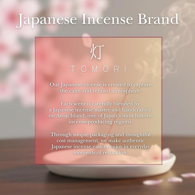 Sakura CherryBlossoms Premium Japanese Incense Sticks 60sticks Coreless Low Smoke Natural Charcoal Free Non Toxic Kyoto Aroma Aromatherapy Meditation Calming Stress Relief Relaxation TOMORI VECTillJapan-TOMORIofficial-