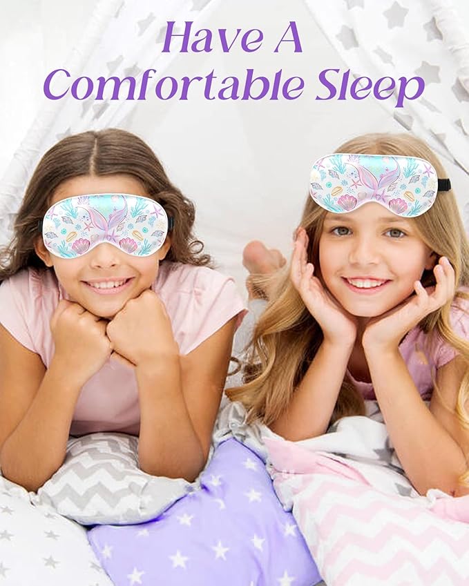 Kids Sleep Mask - Silk Eye Mask for Kids Cute Cartoon Cool Kawaii Soft Smooth Lightweight Boys Girls Teens Sleeping Mask with Adjustable Straps, Fishtail - Bloomnest