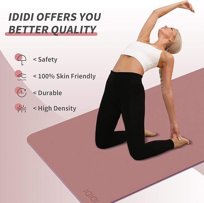 Yoga Mat with Strap,Non-Skid Workout Mat,8mm Thick Yoga Mat,POE Yoga Mats for Women Men Kids,Exercise Mat with Easy-Cinch,72"x24"x0.32” (183x61x0.8cm) - Bloomnest