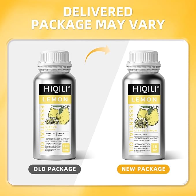 HIQILI Lemon Essential Oil for Cleaning, Degreasing & Household Use, Skin Care, Aromatherapy, Diffuser - 16 Fl Oz - Bloomnest