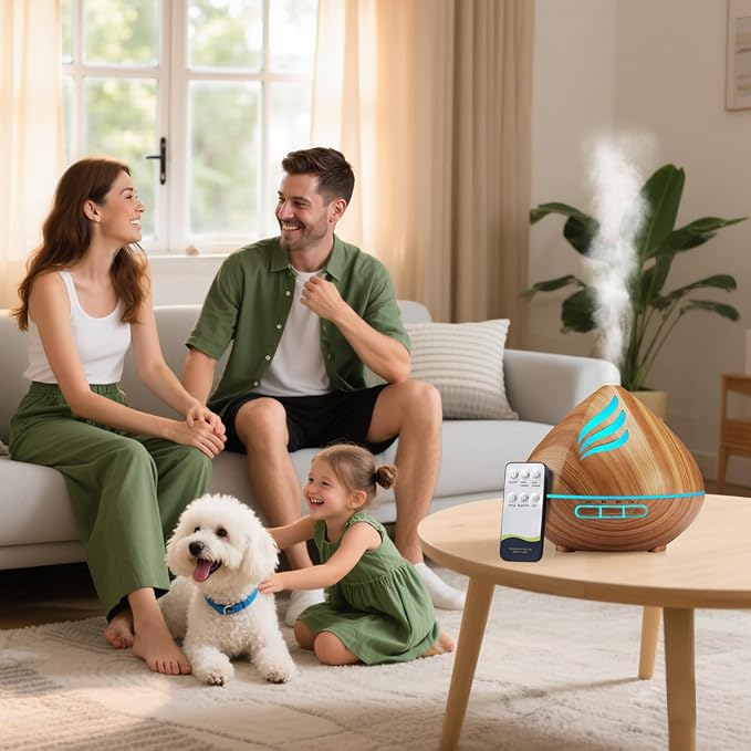 Essential Oil Scent Diffuser: 500ML Aroma Diffuser with Remote Control, Large Fragrance Aromatherapy Diffuser, Mist Humidifier with 14 Colors LED Lights and Auto-Off for Bedroom & Home - Bloomnest