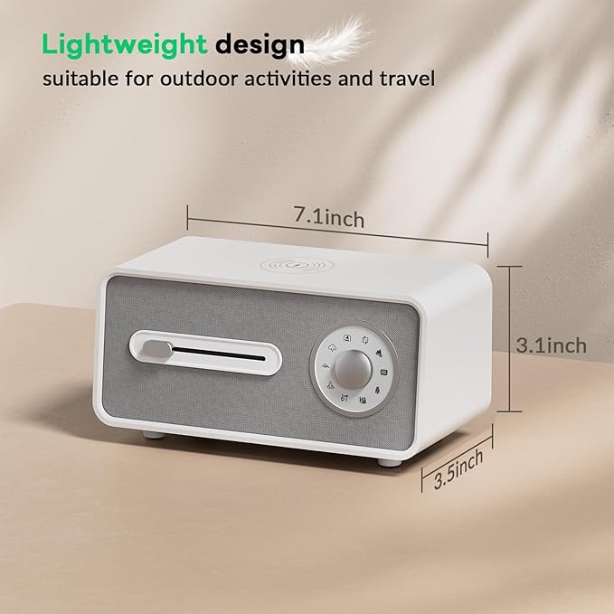 White Noise Sound Machine for Sleeping,9 Natural and Soothing Sounds,Wireless Charger,Music Play for Bedroom and Outdoor,White Noise Sound Machine for Baby,Kids,Adults