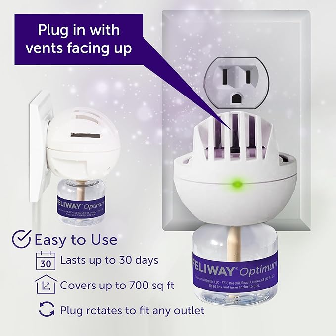 FELIWAY Aroma Diffuser, Optimum Cat, Enhanced Calming Pheromone, 48 mL | 30 Day | Starter Kit | Translucent | Pack of 2 - Bloomnest