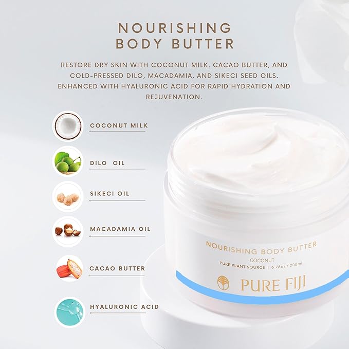 PURE FIJI Nourishing Body Butter, Coconut (6.7oz/200ml) - Bloomnest