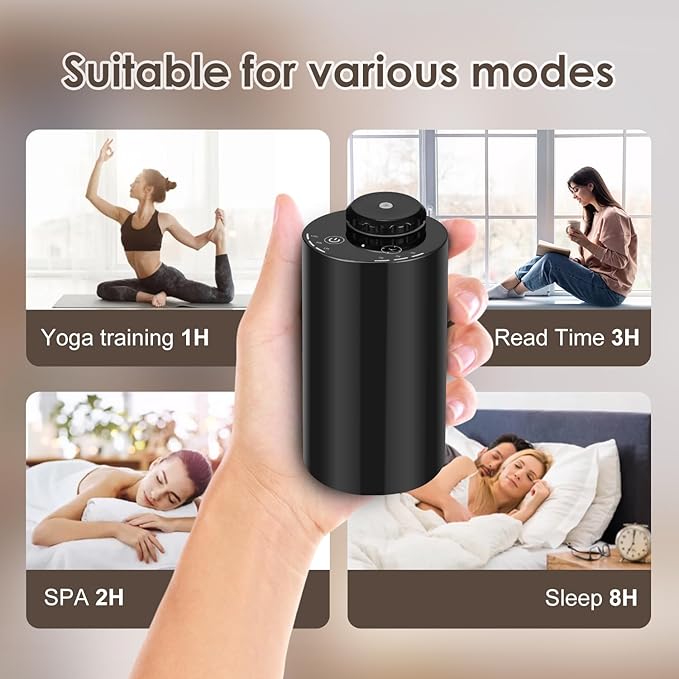 Waterless Diffuser for Essential Oil Nebulizer, 7 Colors LED Light, Battery Powered Mini Scent Air Machine, Aromatherapy Mist Diffuser for Home Room Car Office Black - Bloomnest