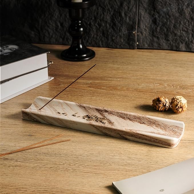 Koville Marble Incense Holder, Incense Holder for Sticks, Incense Sticks Holder Ash Catcher for Meditation Yoga SPA, Natural Stone Incense Burner, Home Table Decor - Bloomnest