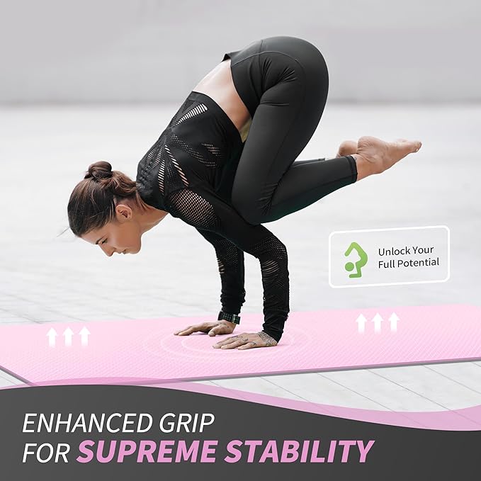 CAMBIVO Yoga Mat for Women Men Kids, 1/3 & 1/4 & 2/5 Inch Extra Thick Yoga Mat Non Slip, 72" x 24" TPE Yoga Mats, Workout Mat with Carrying Strap for Yoga, Pilates and Floor Exercises - Bloomnest