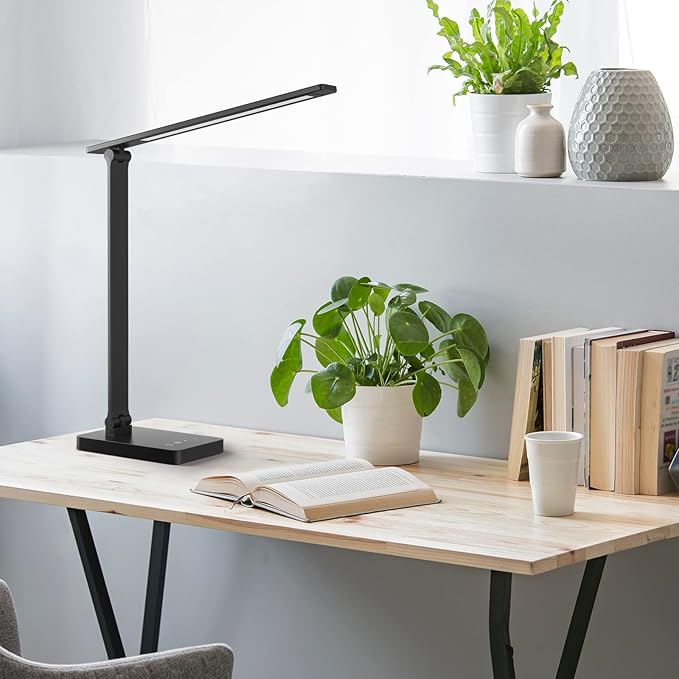 Lepro LED Desk Lamp for Home Office, 9.5W 750LM Metal Touch Control Desk Light, 5 Color Modes 5 Brightness Level, Eye Caring Task Lamp For Reading, Sewing, Crafts, School Supplies, Puzzle Light, Black - Bloomnest