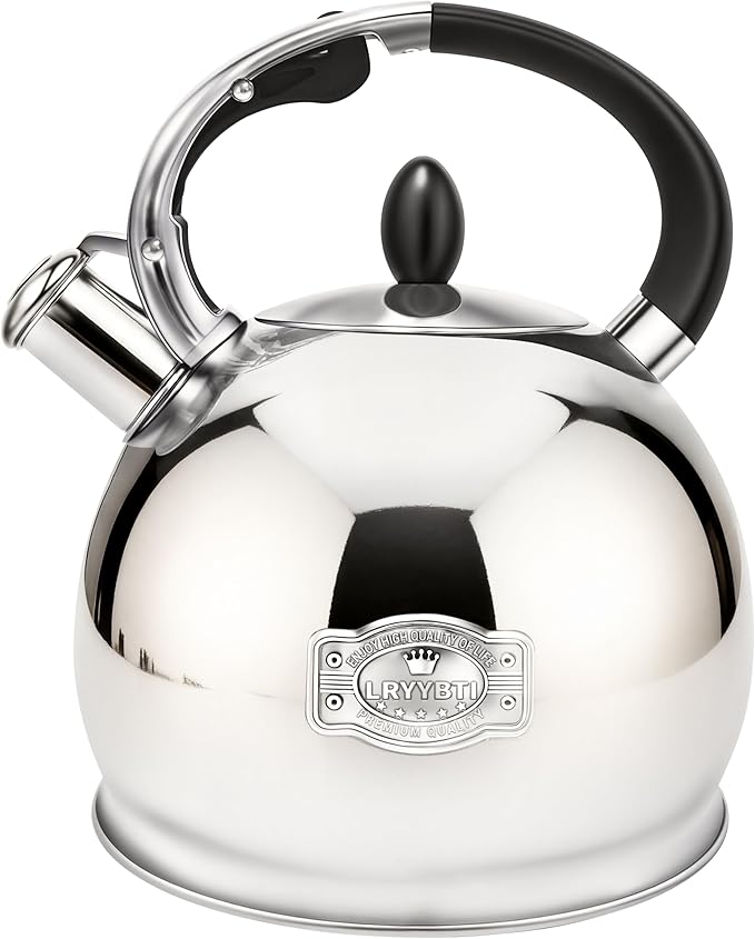Whistling Tea Kettle for Stovetop, (2.64 Quart-Mirror) Food Grade Stainless Steel Teapot of 5-layer base - Bloomnest