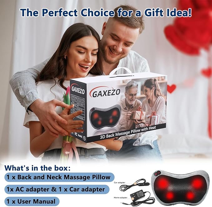 Massage Pillow, Neck and Back Massager with Heat, Shiatsu Massage Pillow for for Back, Shoulder, Leg, Foot, Gift for Men Women Mom Dad, Stress Relax at Home Office and Car - Bloomnest