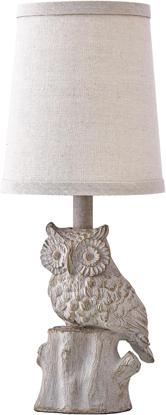 14.25" Small Table Lamp for Living Room Farmhouse Bedside Resin Single Lamp with White Owl Lamp Shape for Bedroom Retro Rustic Nightstand Lamp - Bloomnest