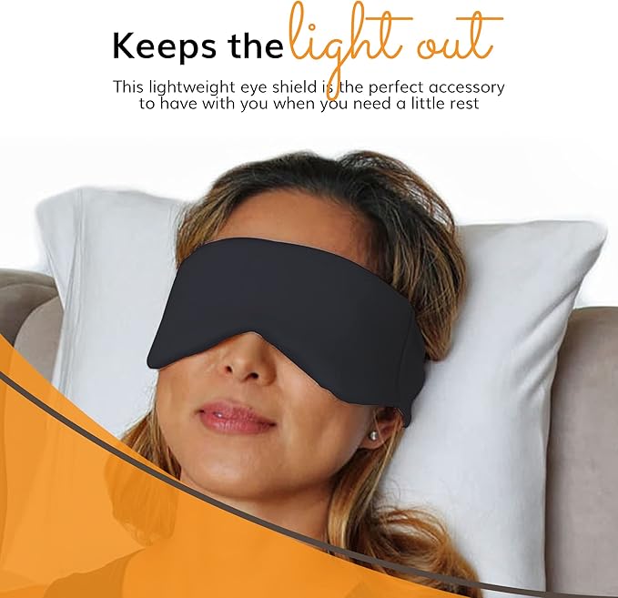 Happyluxe Escape Sleep Mask - Buttery Soft Airplane Eye Mask for Sleeping or Napping in Bed. Machine Washable. - Jet Black, Made in USA - Bloomnest