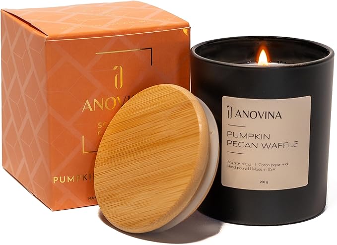 Anovina Pumpkin Candle – Fall Scented Candle with Premium Soy Wax Blend – Cozy Autumn & Holiday Gift Candle for Women and Men - Bloomnest
