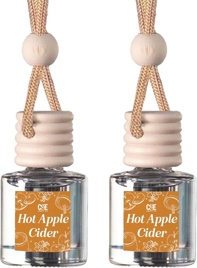 C&E Craft Co Hanging Car Air Freshener Diffuser 2 Pack, Long Lasting Fragrance Oil Car Freshener, Glass Bottle Auto Air Freshener, Made in USA (Hot Apple Cider) - Bloomnest