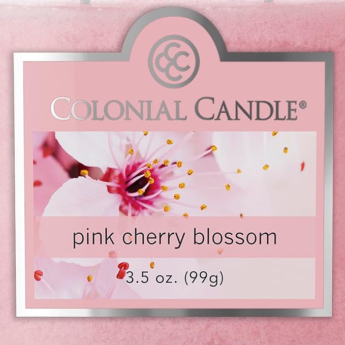 Colonial Candle Pink Cherry Blossom Scented Jar Candle, 2 Wick, 3.5 oz, Mottled Wax Candle - Bloomnest