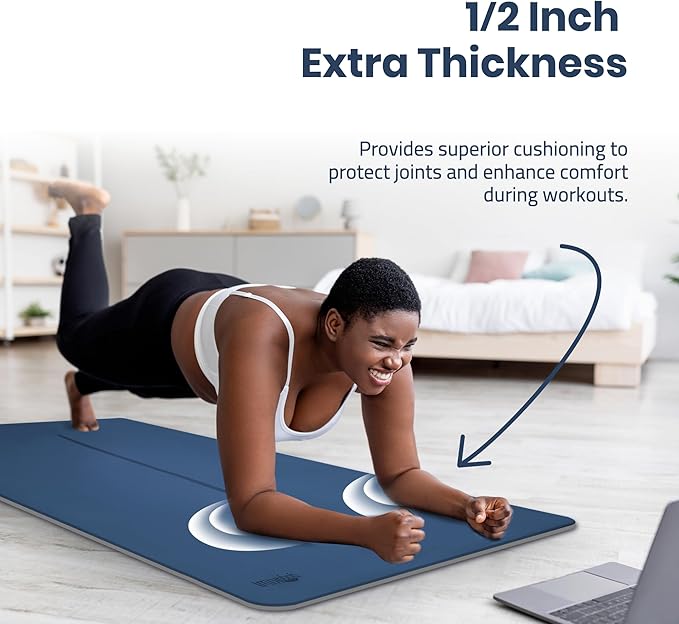 Extra Wide Yoga Mat for Men Women (72"L x 36"W) Non Slip Fitness & Exercise Mat with Alignment Marks for Yoga, Pilates, Floor Workouts - Bloomnest