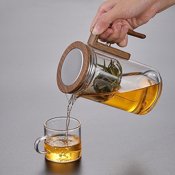 One-Touch La Magic Pot Tea with Infuser, 27oz/800ml Premium Loose Leaf Tea Maker, Elegant Magic Tea Pot Glass Gift Set, Heat-Resistant Borosilicate Glass, Easy to Clean - Bloomnest