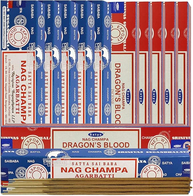 Nag Champa Incense Sticks And Dragon'S Blood Incense Sticks With Incense Holder Bundle For Home Fragrance And Spiritual Décor TRUMIRI