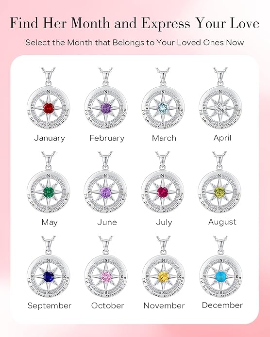 S925 Necklace Gift for Wife |Compass Jewelry |Women Anniversary |Sterling Silver |Girlfriend Birthday Gifts for Her Valentines |I'd be Lost without You |Jewel 18K Gold - Bloomnest