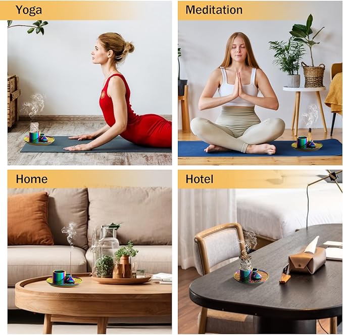 Palo Santo Holder - 4 in 1 Incense & Candle Holder - Ceramic Incense Holder Ash Catcher Tray for Meditation Room - Easy to Clean - Bloomnest