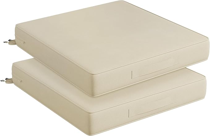 Codi Thick Replacement Couch Cushions 2 Sets, Upholstery Foam with Covers for Sofa Chair Cushion Outdoor Seat - 24 × 24 × 4 Inch, High Density Foam,Beige